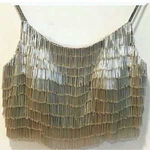 Silver Layered Tassel Blouse Designer